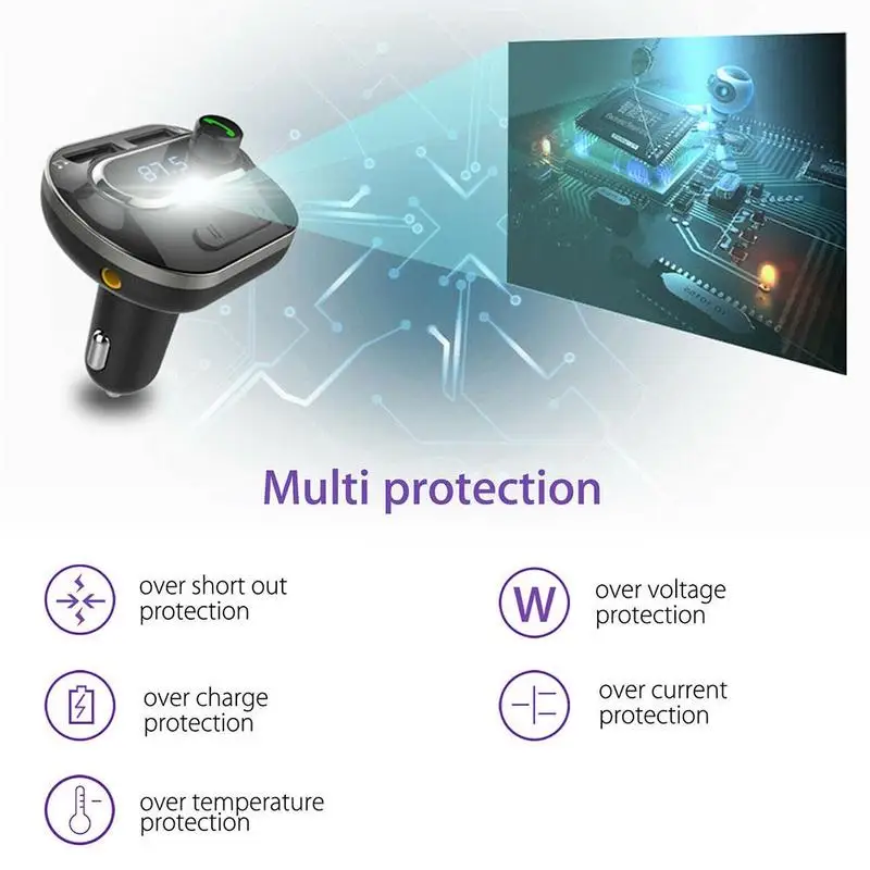 handsfree bluetooth fm transmitter aux fm modulator car kit car audio mp3 player dual usb car charger with 3 1a quick charge free global shipping