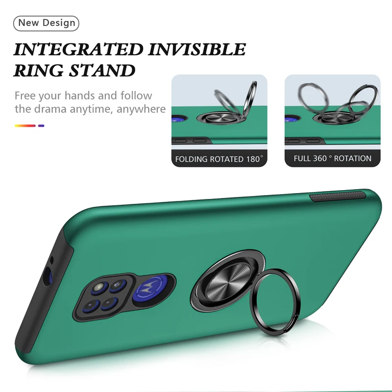 

JKaiSen Hidden Ring Phone Case For MOTOROLA G9 G9Play Shockproof Car Bracket Protective Case For MOTO G9Plus G9Power Cover