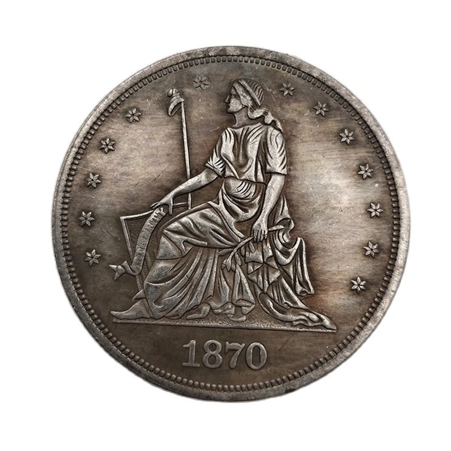 

Памятная монета 1870, Женская резьба, узор, коллекция 1 доллар, монеты, ремесла, украшение для дома, монеты, сувениры, подарок