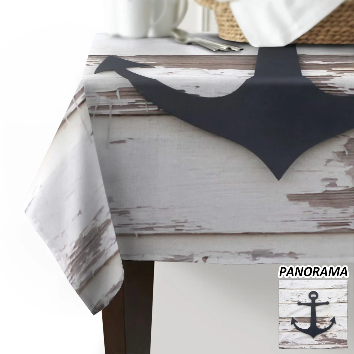 Винтажное украшение скатерти для стола с изображением якоря и древесины кухни