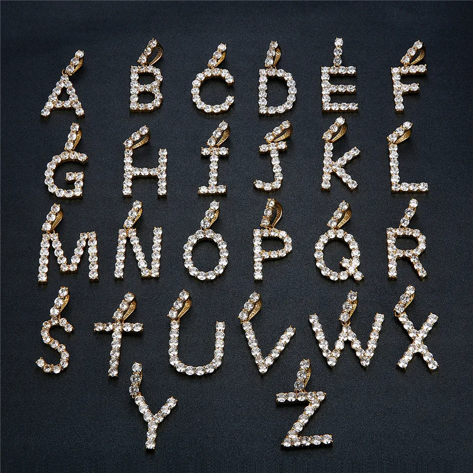 

Letters Pendants Necklaces Women Letter Initial Necklace Tennis Chain Zircon Hip Hop Bling Jewelry Iced Out Alphabet Pendant
