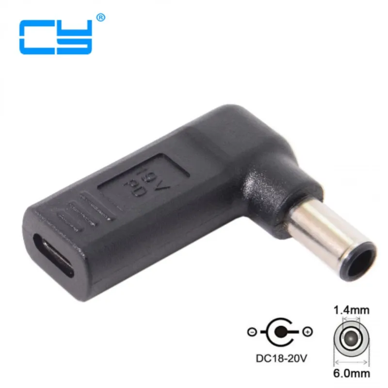 

USB 3,1 Тип C USB-C к DC 19V 6,0*1,4 мм адаптер PD эмулятор триггер под углом 90 градусов