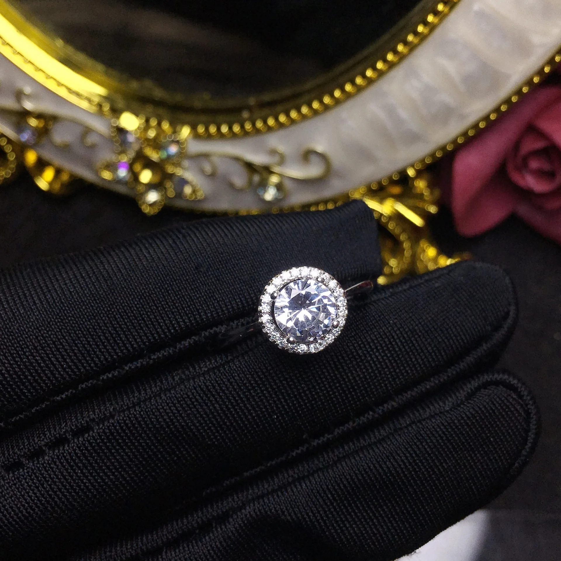 Круглое серебряное кольцо с муассанитом 1 карат 6 5 мм|Кольца| |