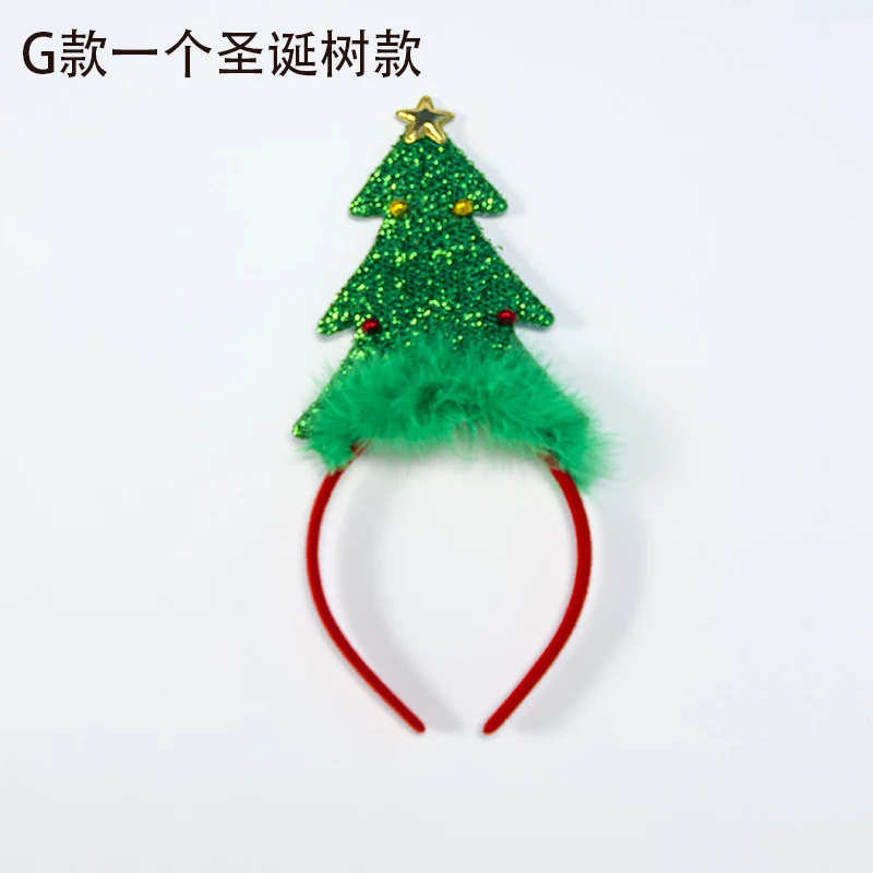 One Christmas Tree Мультяшное Рождественское украшение оленьи рога ободок для волос круг Милые Девушки ободки принцесса Рождественский подарок Новогоднее украшение для дома navidad - Цвет: One Christmas Tree