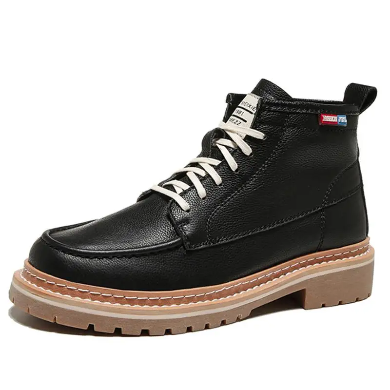 

Genuine Leather Women Boots Ankle Boots Female Autumn Winter Shoes Woman Couple Motorcycle Boots Women 'sAnkle Boots