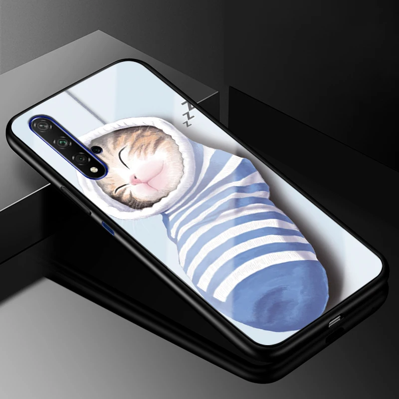 Для huawei Nova 5 T чехол Nova5T PC Пластиковый стеклянный чехол для телефона черный ТПУ бампер чехол для huawei Nova 5 T Nova 5 T чехол