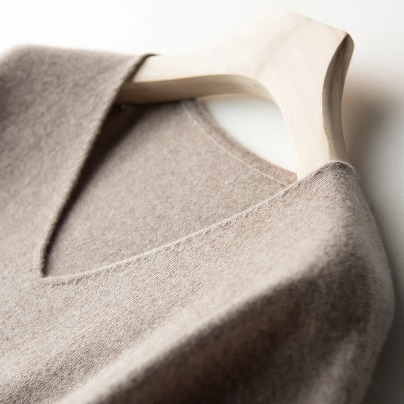 

Winter Autumn Women Dress 100% Pure Merino Wool Knitting Jumpers Long-Style Loose Vneck Short-Sleeve Dresses Female Clothes