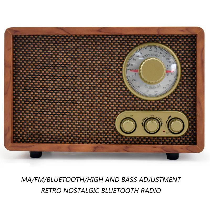 

Настольное ретро-радио FM/AM, Bluetooth-радио, два двухдиапазонных антикварных деревянных полупроводниковых бытовых динамика старого образа