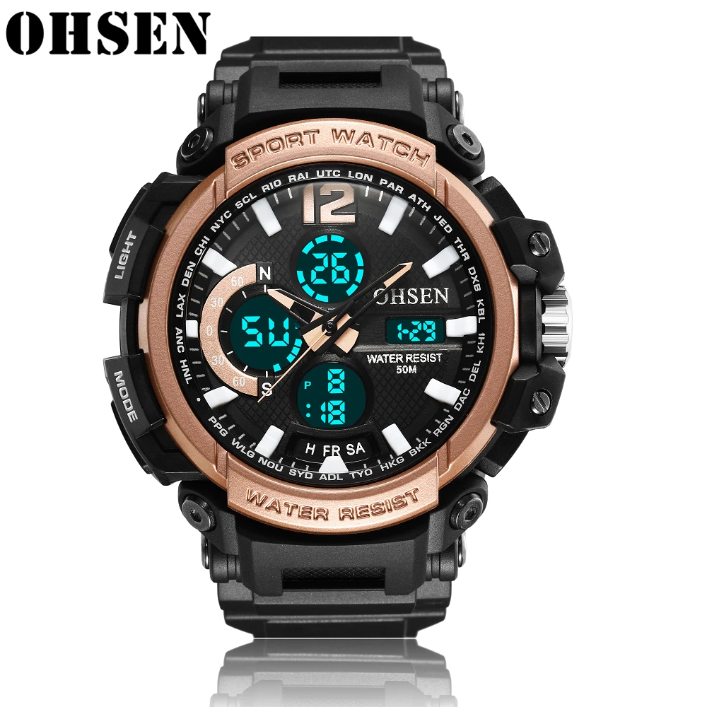 Наручные часы OHSEN Спортивные Для мужчин Водонепроницаемый мужской светодиодный