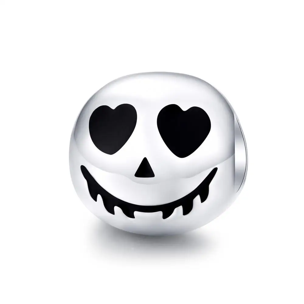 

925 Sterling Silver Christmas Gift Skull Head Beads Charm fit Charm Bracelet Halloween Jewelry Making Accessories DIY