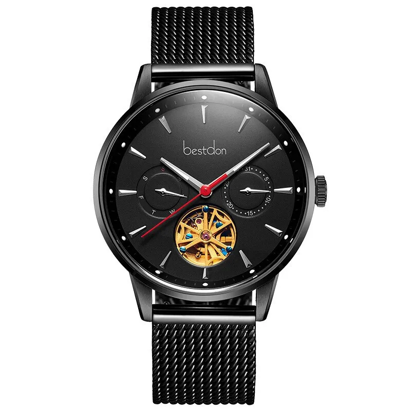 

Bestdon Tourbillon Mechanical Mens Watches Top Brand Luxury Stainless Steel Skeleton Watch Waterproof Clock Relogio Masculino