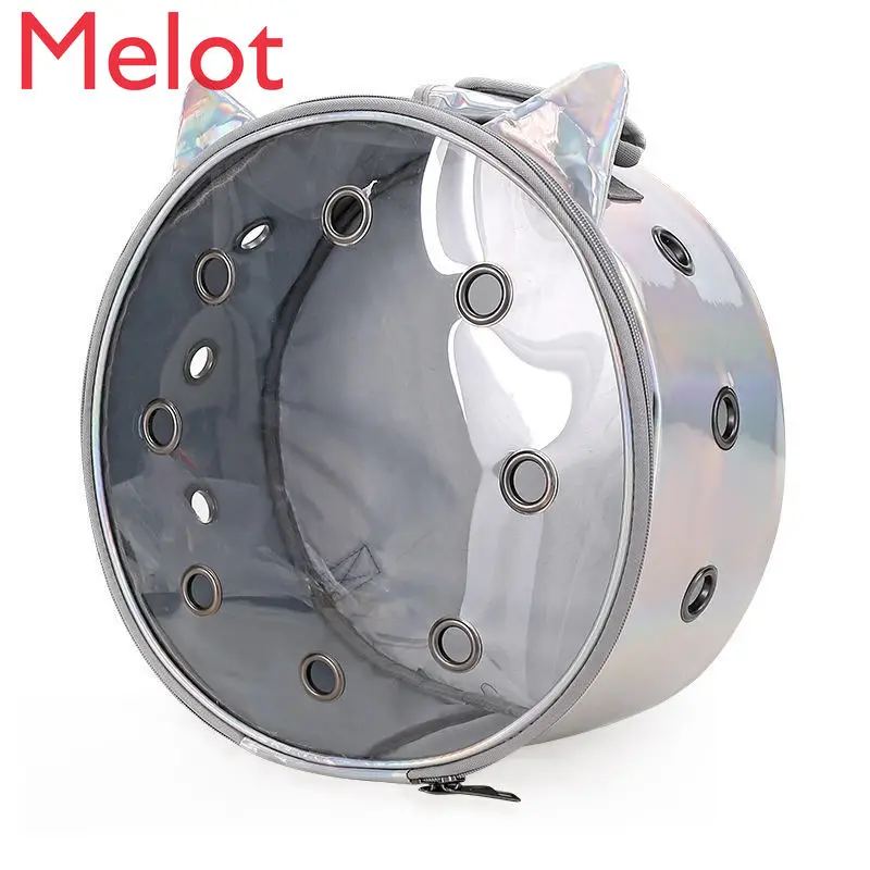 

High-End Luxury round Cat Bag Laser Breathable Pet Portable Cat Backpack Portable Transparent Panoramic Cat Space Capsule