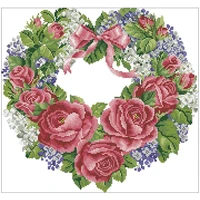 heart shaped rose wreath patterns counted cross stitch 11ct 14ct 18ct diychinese cross stitch kit embroidery needlework sets