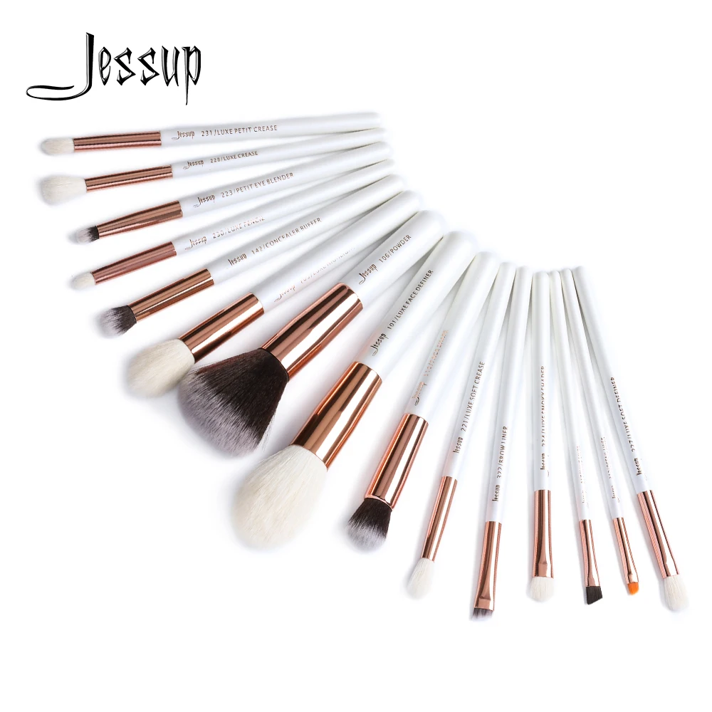 Набор кистей для макияжа Jessup Beauty 15 шт. натуральные синтетические волосы pinceau
