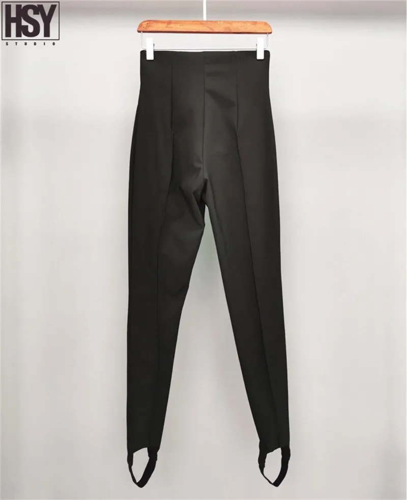 【HSY】2019 осенние новые женские черные стрейч застежка молния узкие брюки Леггинсы