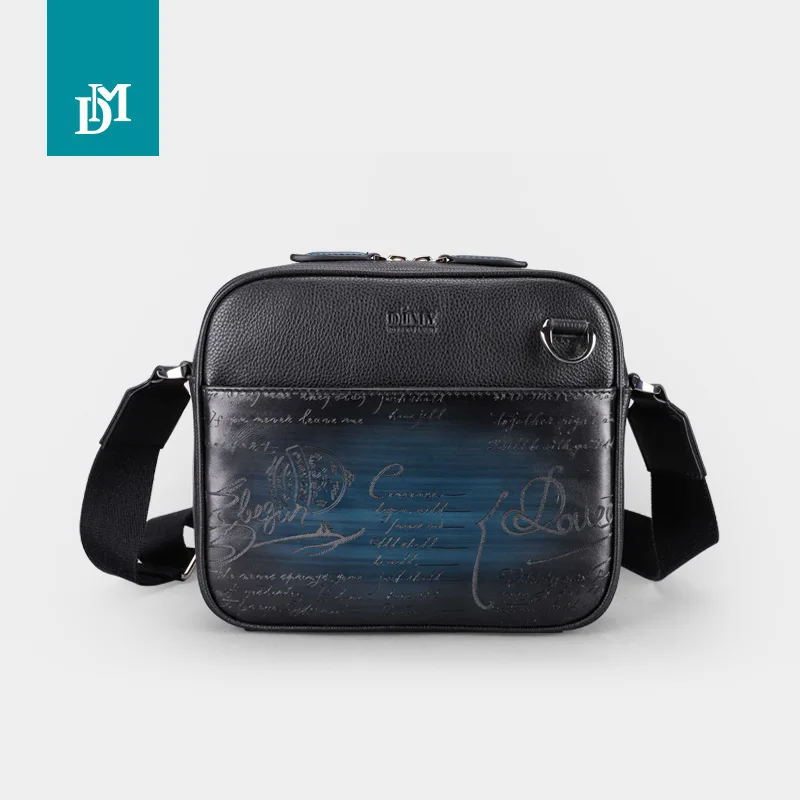Dimy messenger bag men 2020 new retro leather business casual fashion large-capacity one-shoulder messenger bag
