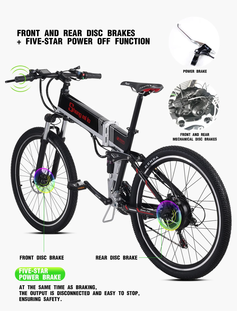 Электрический велосипед 21 Скорость 10AH 48V 500W 110 км встроенный литий-ионный аккумулятор Байк, способный преодолевать Броды Электрический 2" внедорожный Электрический складной велосипед