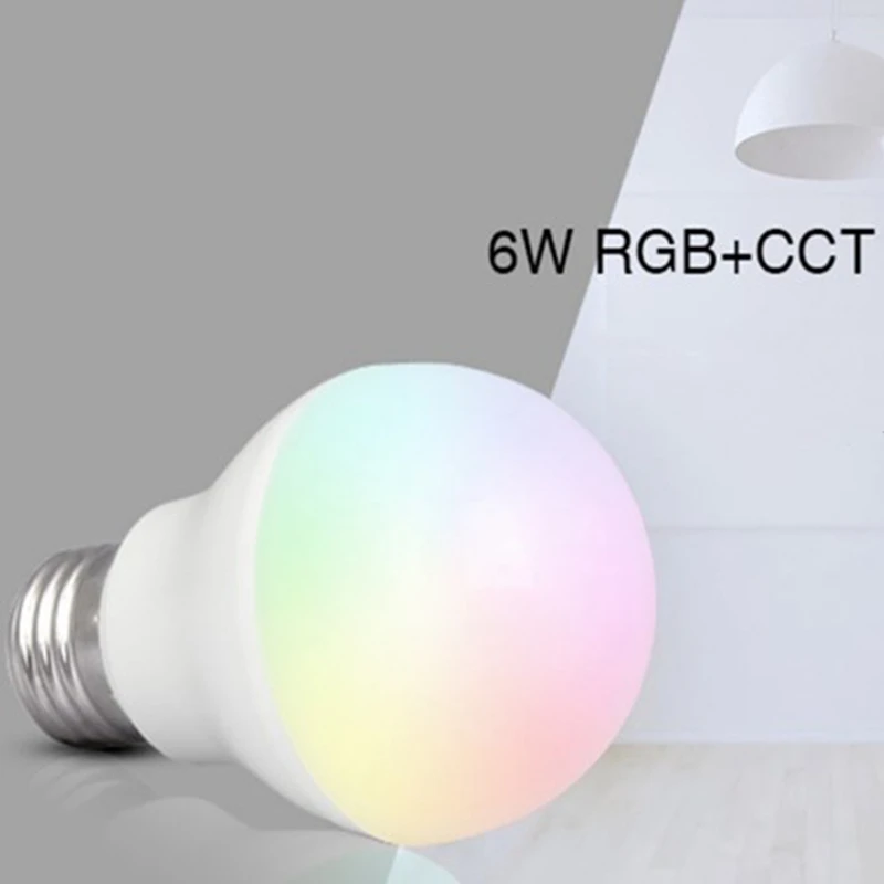 

NEW Mi Light Dimmable Led Bulbs E27 6W RGBCCT led Lamps Indoor Decoration Lighting +FUT092 RF LED Intelligent Remote Control