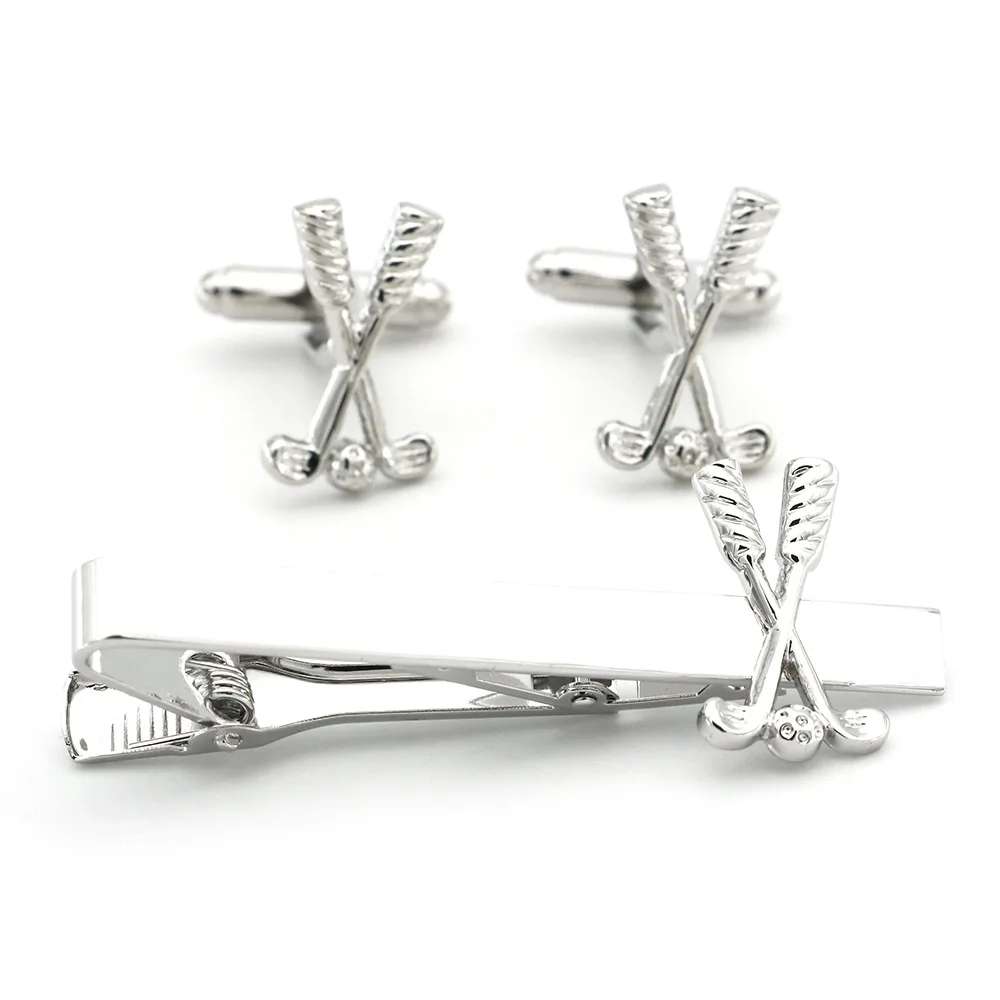 Набор зажимов для галстука в спортивном стиле запонки гольф клуба стальные цвета