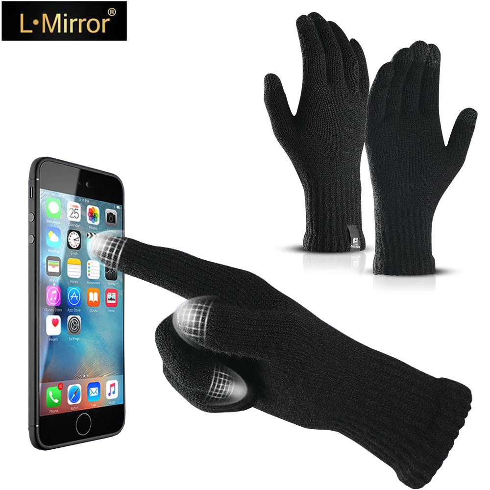 

Модные зимние перчатки L.Mirror 1 пара, вязаные рукавицы, нескользящие перчатки для сенсорного экрана, шерстяные Волшебные теплые перчатки для ...