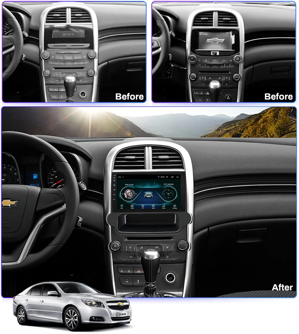 2 din Car Radio Android 8.1 9 inch Touch screen GPS Navigation Multimedia Player for Chevrolet Malibu 2012 2013 2014 | Автомобили и