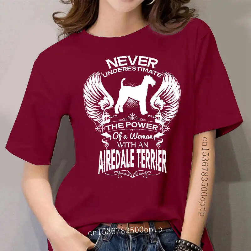 

Airedale Terrier cool Women t-shirt women Short sleeve WITH A DOG tshirt A WOMEN