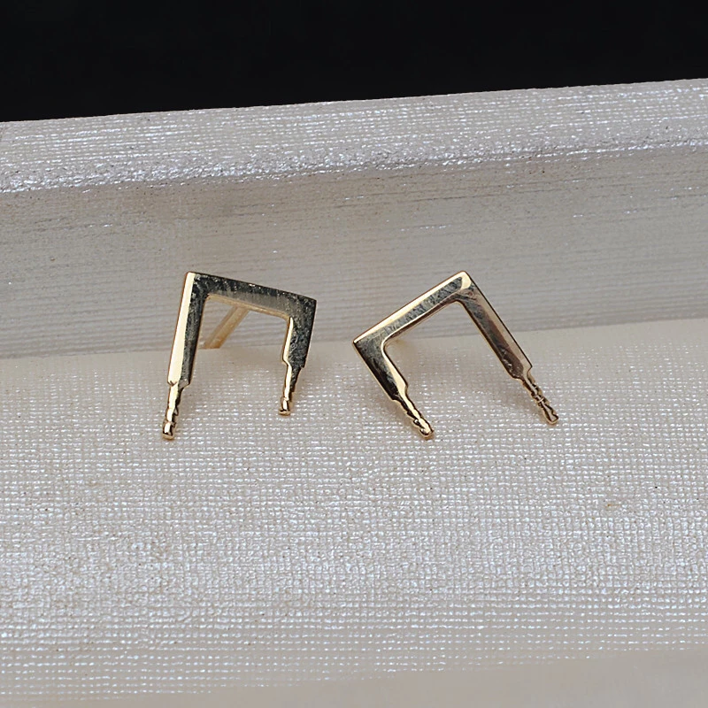 Musical Note Style 18K Gold AU750 Earrings Mounting Findings Base Jewelry Setting Accessories Part for Pearls Jade Coral Crystal