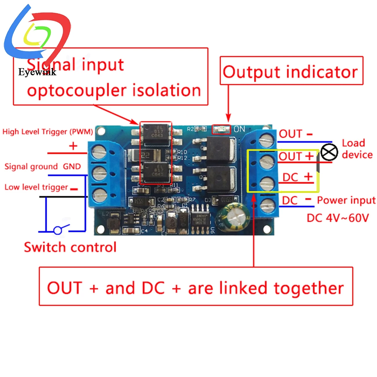 Высокая Мощность двойной МОП-полевого транзистора триггер переключатель модуль