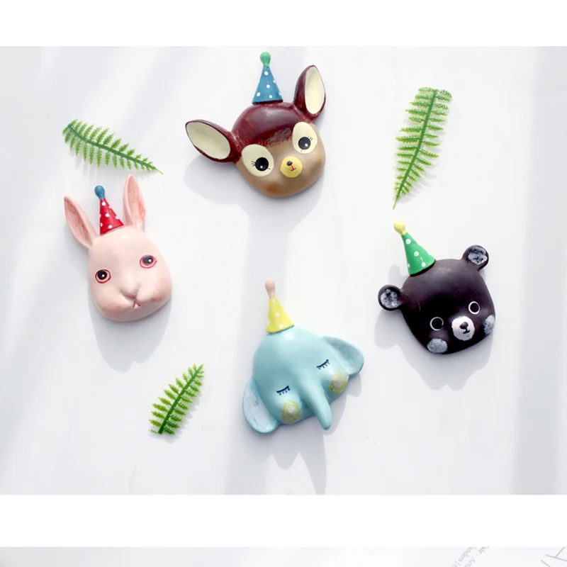 Картонная коробка милый медведь слон кролик животные из смолы 3D магниты на