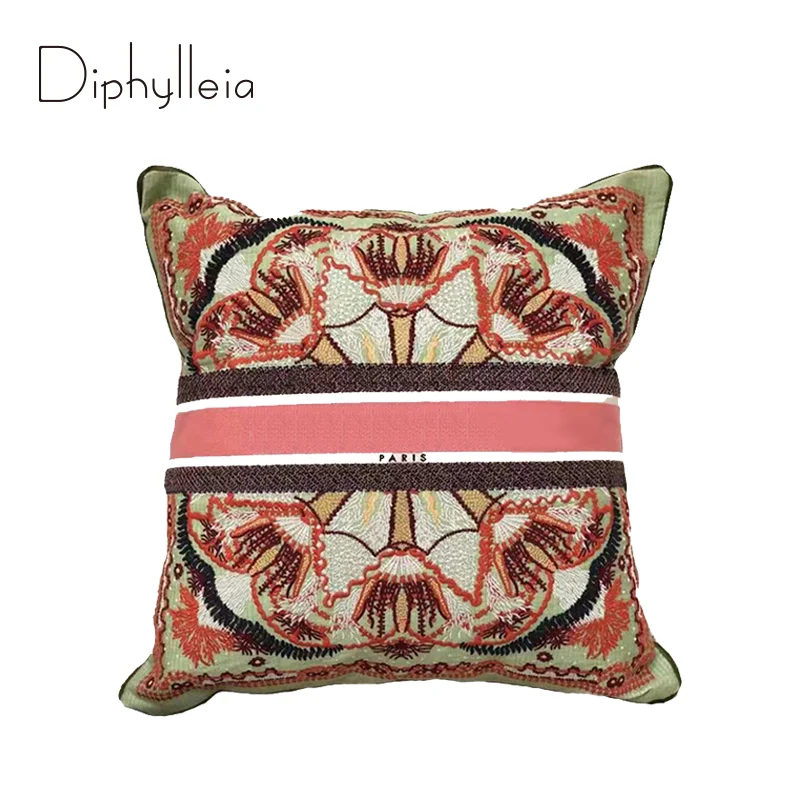 Модный чехол для подушки Diphylleia с вышивкой Роскошный на поясницу Шикарный декор |