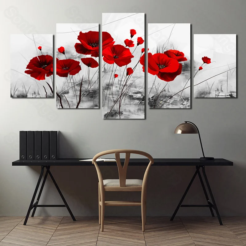 

Red flower graffiti minimalist style modern home decoration art poster decoration painting porch living room