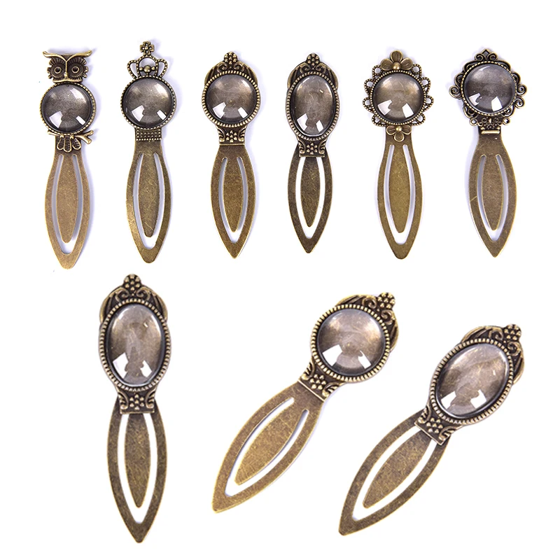 

6pcs Antique Bronze Bookmark Base Fit 18mm Round Glass Cabochon Blank Bezel Setting Bookmark Findings