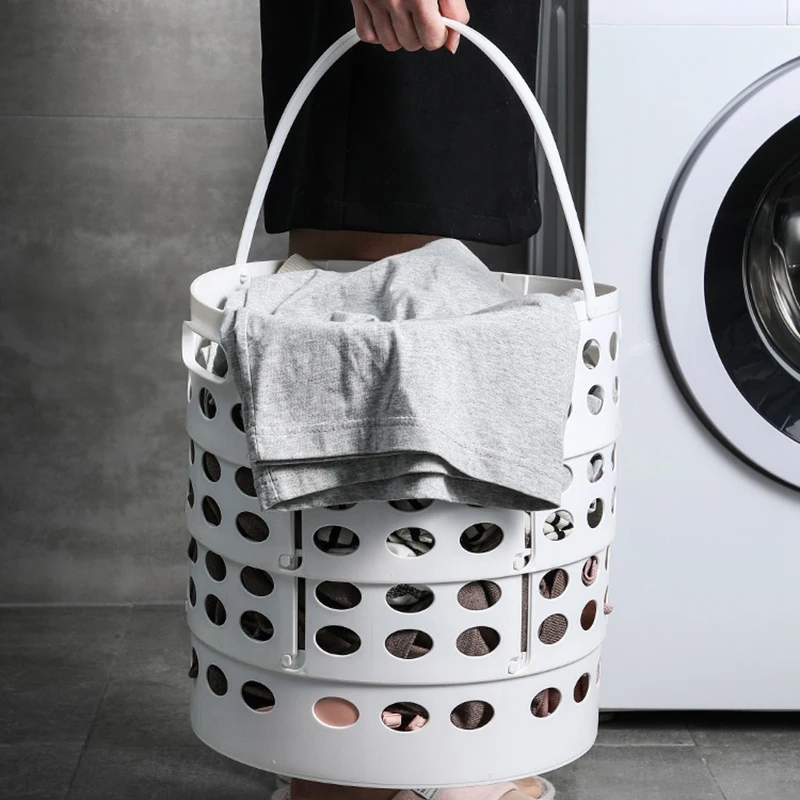 

Plastic Laundry Basket, Large Bathroom Clothes and Toy Storage Basket,Folding Laundry Hamper, Household Laundry Hamper
