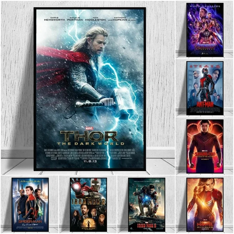 

Canvas Paintings Marvel Movie Posters print Wall Art Avengers Spider Man Iron Man Superheroes Home Decoration Posters HD Prints