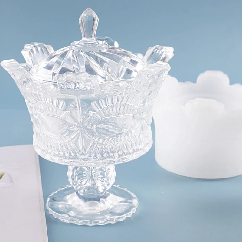 

DIY Multifunctional Silicone Epoxy Resin Casting Molds,Water Drop Storage Box Mold, Three-piece Crystal Crown Storage P9YF