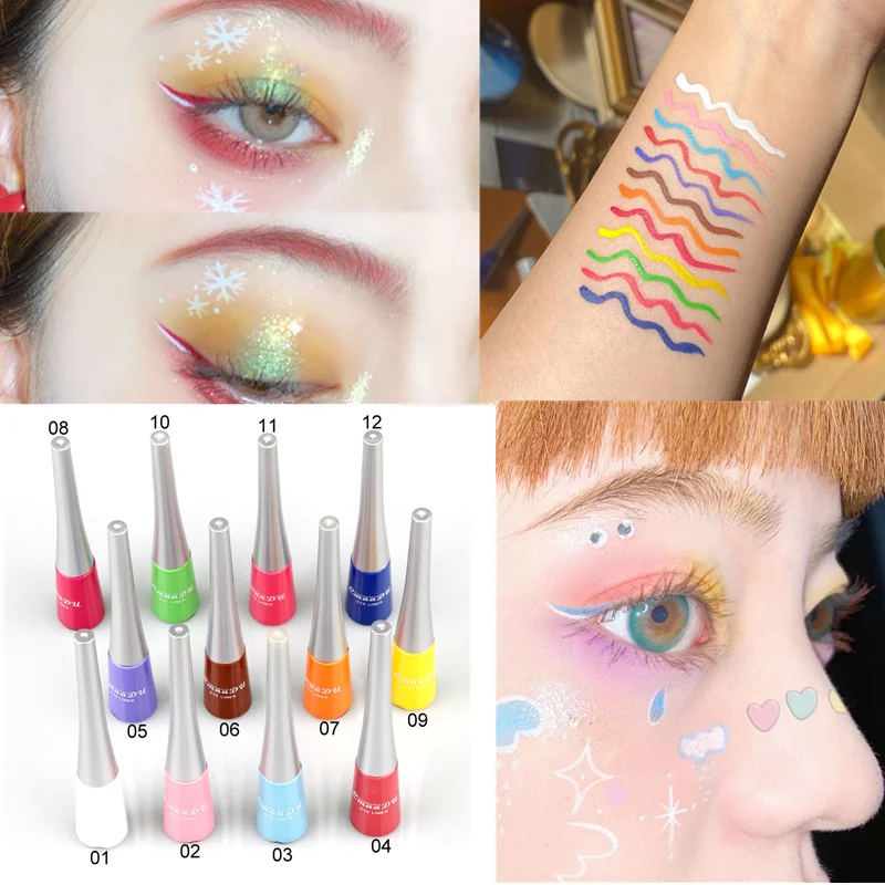 12 Цветов/уп матовый цвет комплект подводки для глаз макияж Водонепроницаемый