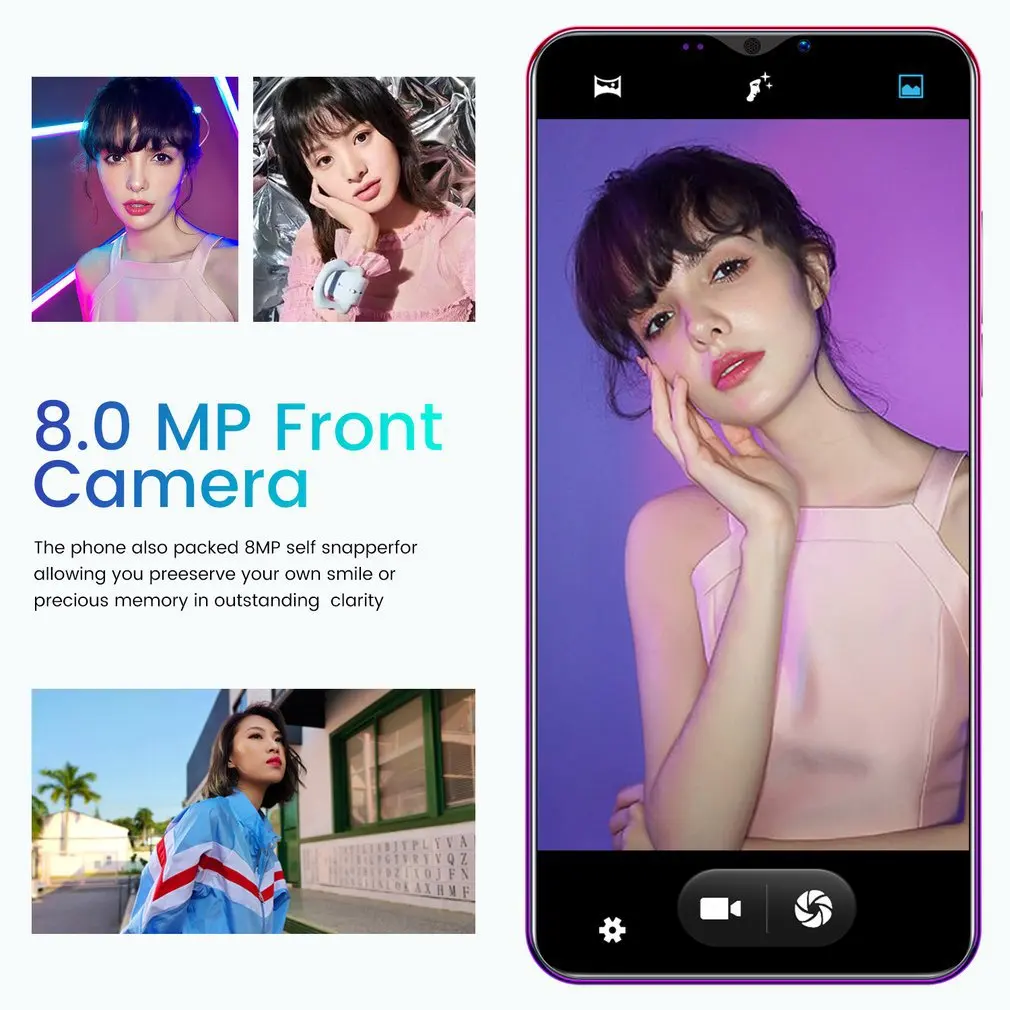 

Z6 Pro Smartphone 5.8 Inch Screen Smartphone 512M+4G Android Smartphone 3D Glass Plated Back Cover Blue