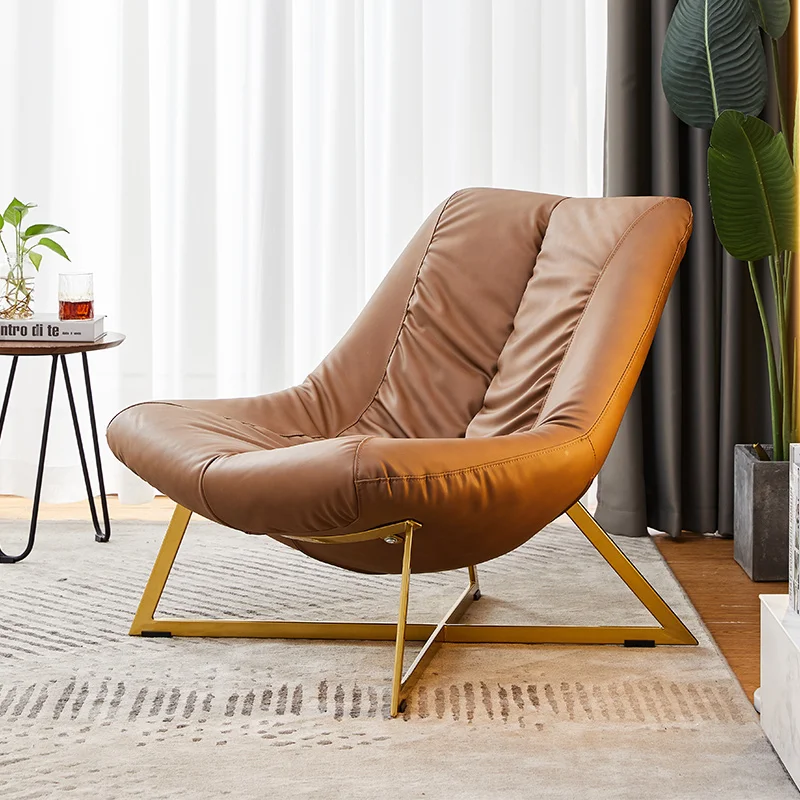

Single minimalist living room sofa leather chair recreational chair the Nordic light much lazy sofa sofa chair
