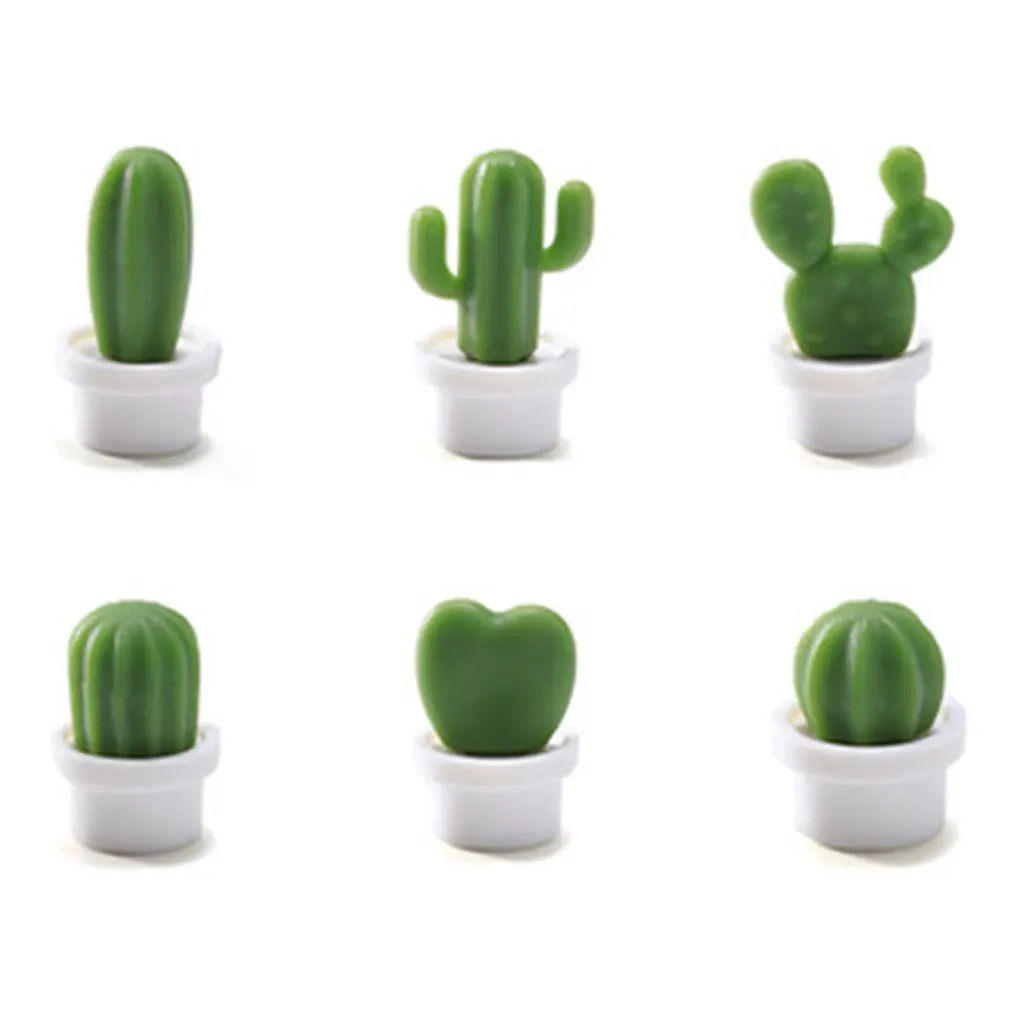 

6pcs Fridge Magnets Cute Mini Succulent Plant Vase set Magnet Button Cactus Refrigerator Message Sticker Magn