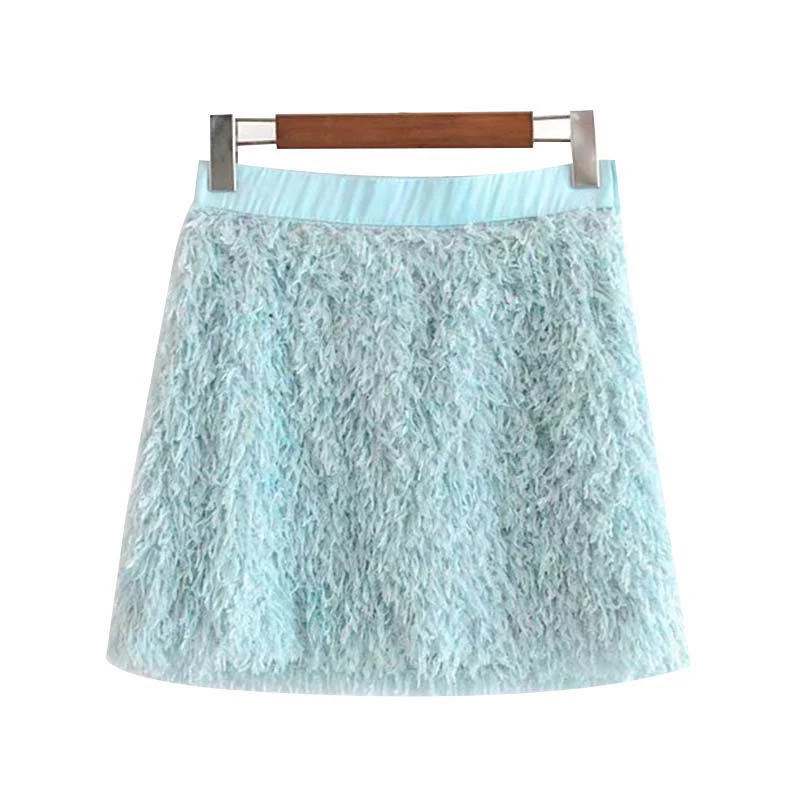 Комплект из двух предметов женские топы с перьями Модный женский комплект синей