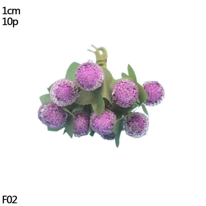 10pcs glass berry Свадебные украшения фиолетовые тычинки ягоды искусственные ветки вишни цветы сделай сам цветок венки декоративный торт подарочная коробка Свадебный декор - Цвет: 10pcs glass berry