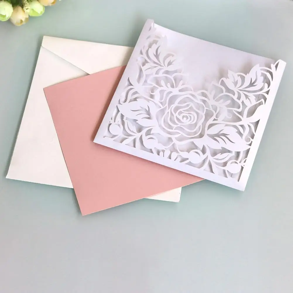 10 шт. Пригласительные открытки квадратная лазерная резка Кружева Карманный