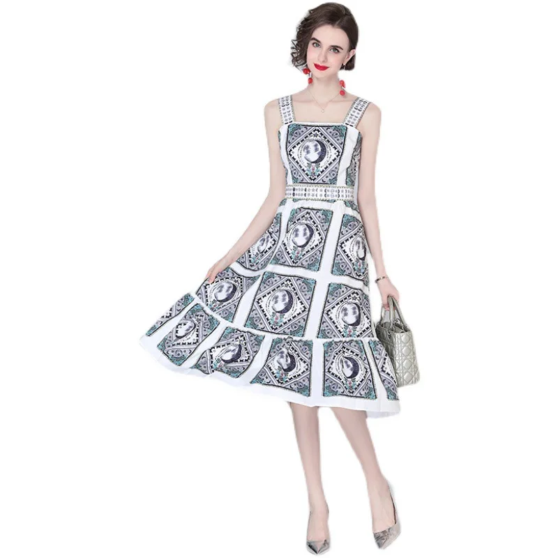 

Summer women's temperament women's 2021 new printed slim sling dress