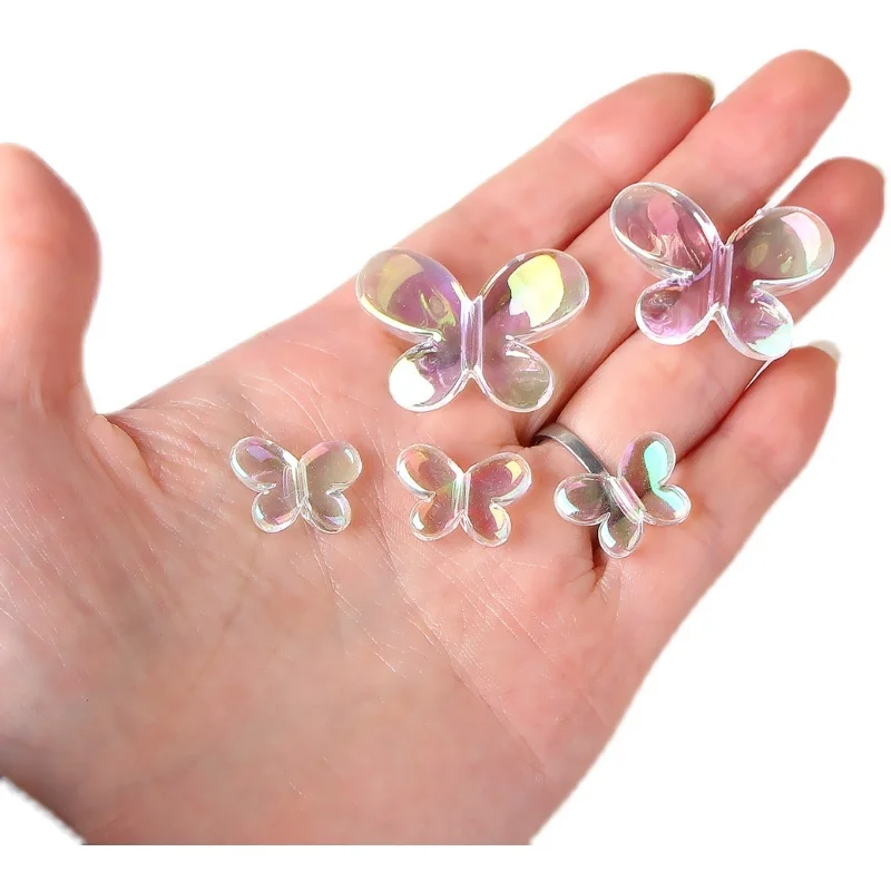 

Korea symphony acrylic transparent glass straight hole butterfly bead DIY handmade hair jewelry earrings accessories material
