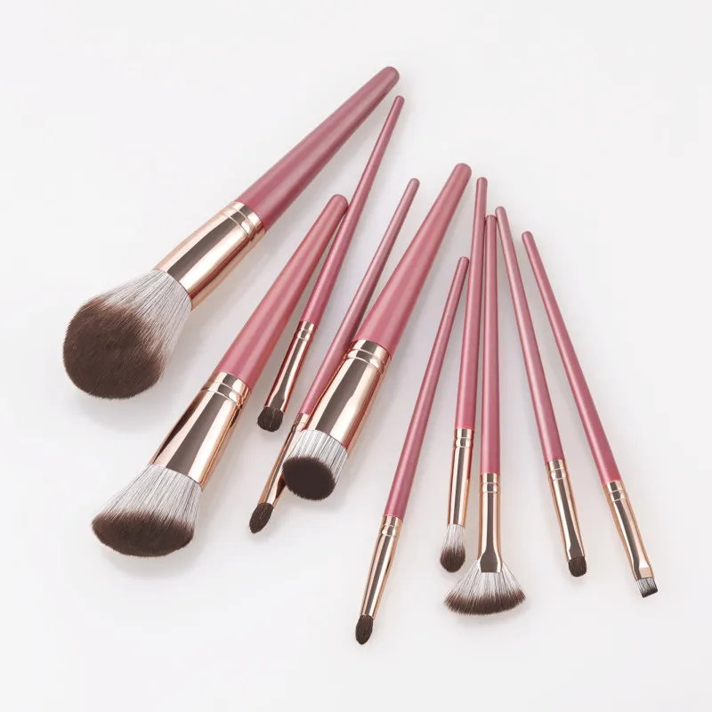 

10pcs Makeup Brushes Set Pink Handle Soft Fiber Wool Powder Blush Eyeshadow Blending Cosmetic Beauty Make Up Tool