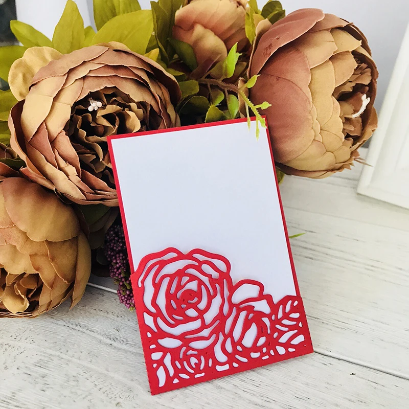 

Rose Pocket Metal Cutting Dies Wedding envelope Craft Die Cut For DIY Scrapbooking Album Paper Card making Decorative