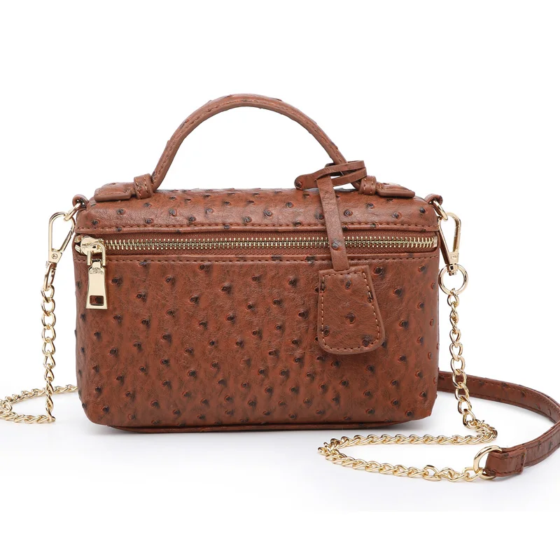 Ostrich Brown Классический страуса кожаная сумка от китайской фабрики ретро мягкая кожаная сумка клатч вечерняя сумочка; BS010 Для женщин; мужские лоферы под кожу питона Женская сумочка для вечерние - Цвет: Ostrich Brown