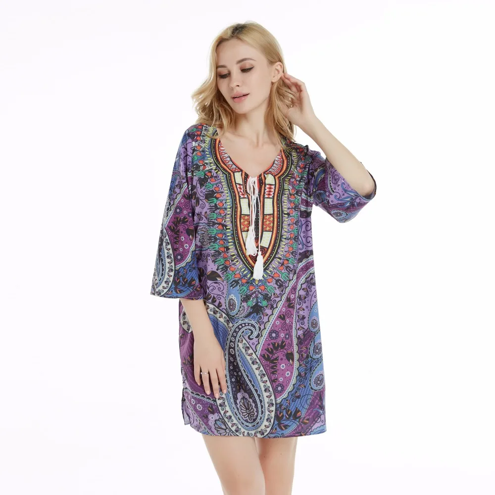 В африканском стиле из тонкого шелка искусственный фиолетовый пикантные краткий