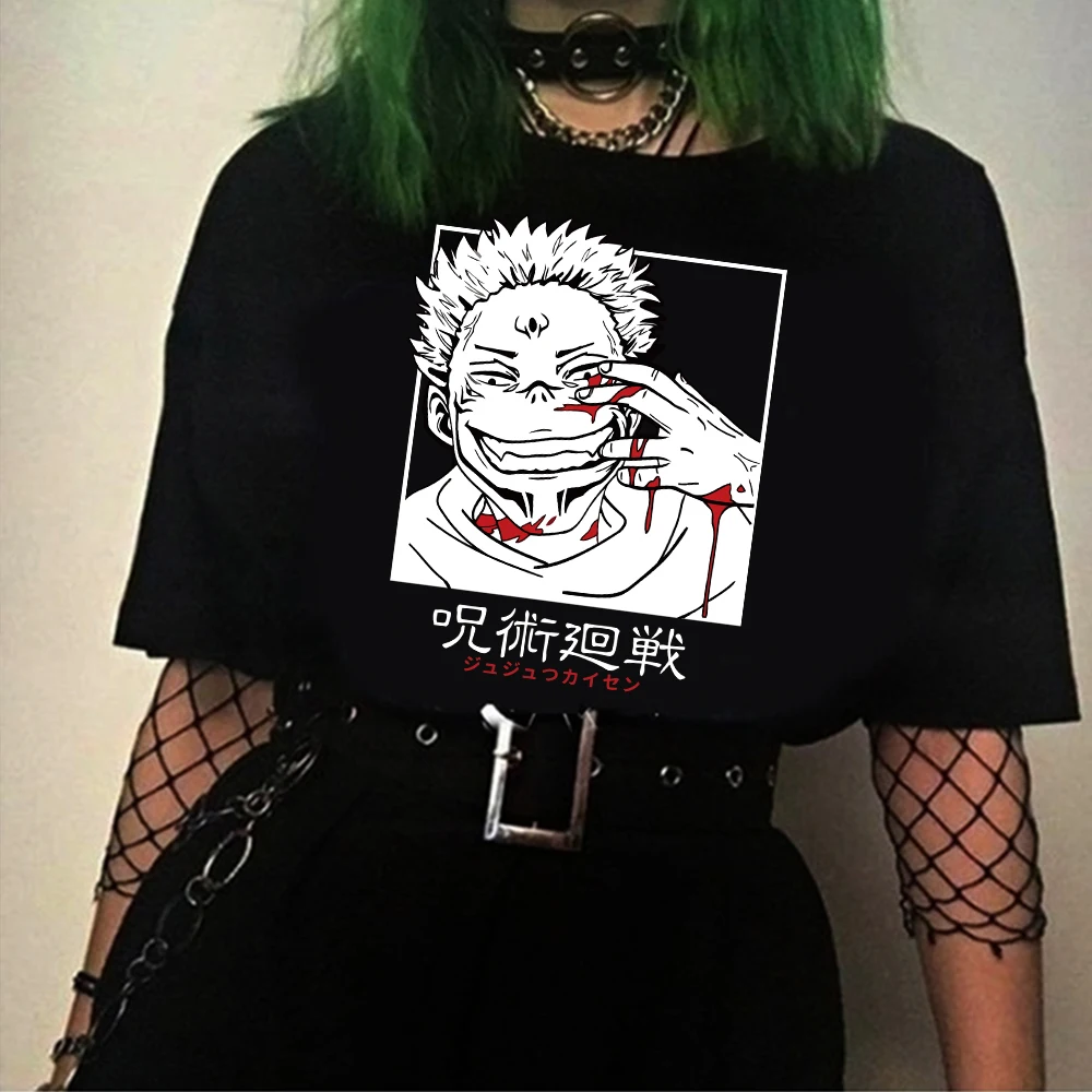 

Anime Jujutsu Kaisen Sukuna Printed Round Neck T-shirt Tops Unisex Tops