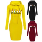 Женские Желтые рождественские платья, зима-осень, толстовка с капюшоном и карманами, сарафан, одежда с длинным рукавом и принтом, новогоднее платье 2022